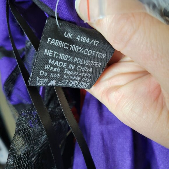 Purple Rockabilly Goth Punk Halloween Dress Bats Haunted House Print Sheer Mesh - Picture 11 of 11